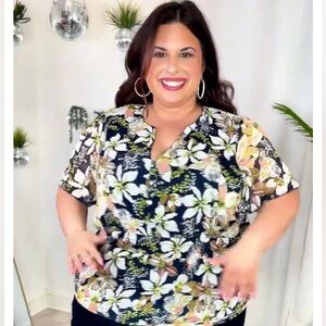 Plus Floral Peplum Top